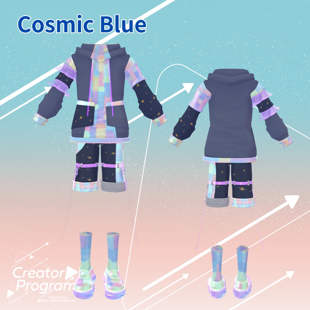 男性アバター向け衣装『うららかパッチワークパーカー -UrarakaPatchworkHoodie-』 - By あぶりメラミ / CP11