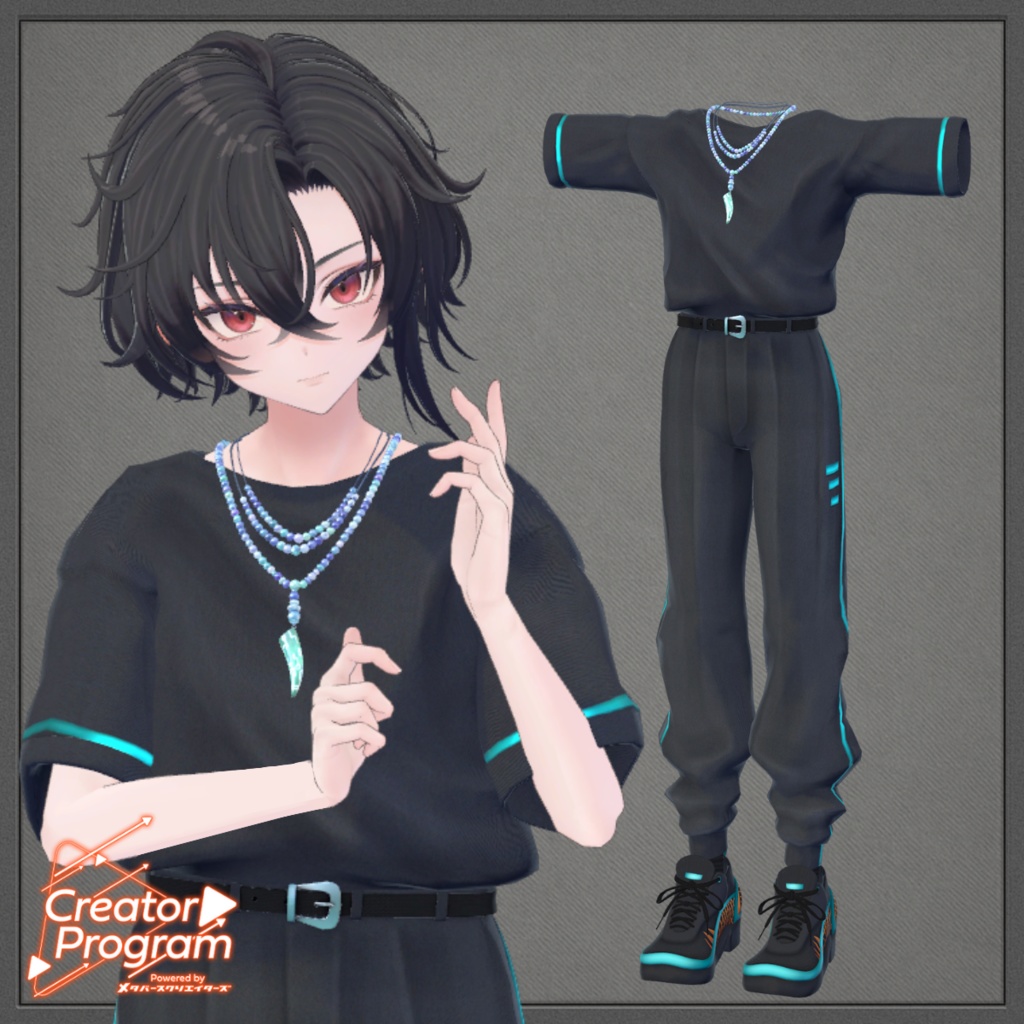 男性アバター向け衣装『サイバーストリートカーゴセット -CyberStreetCargoSet-』 - By あぶりメラミ / CP11