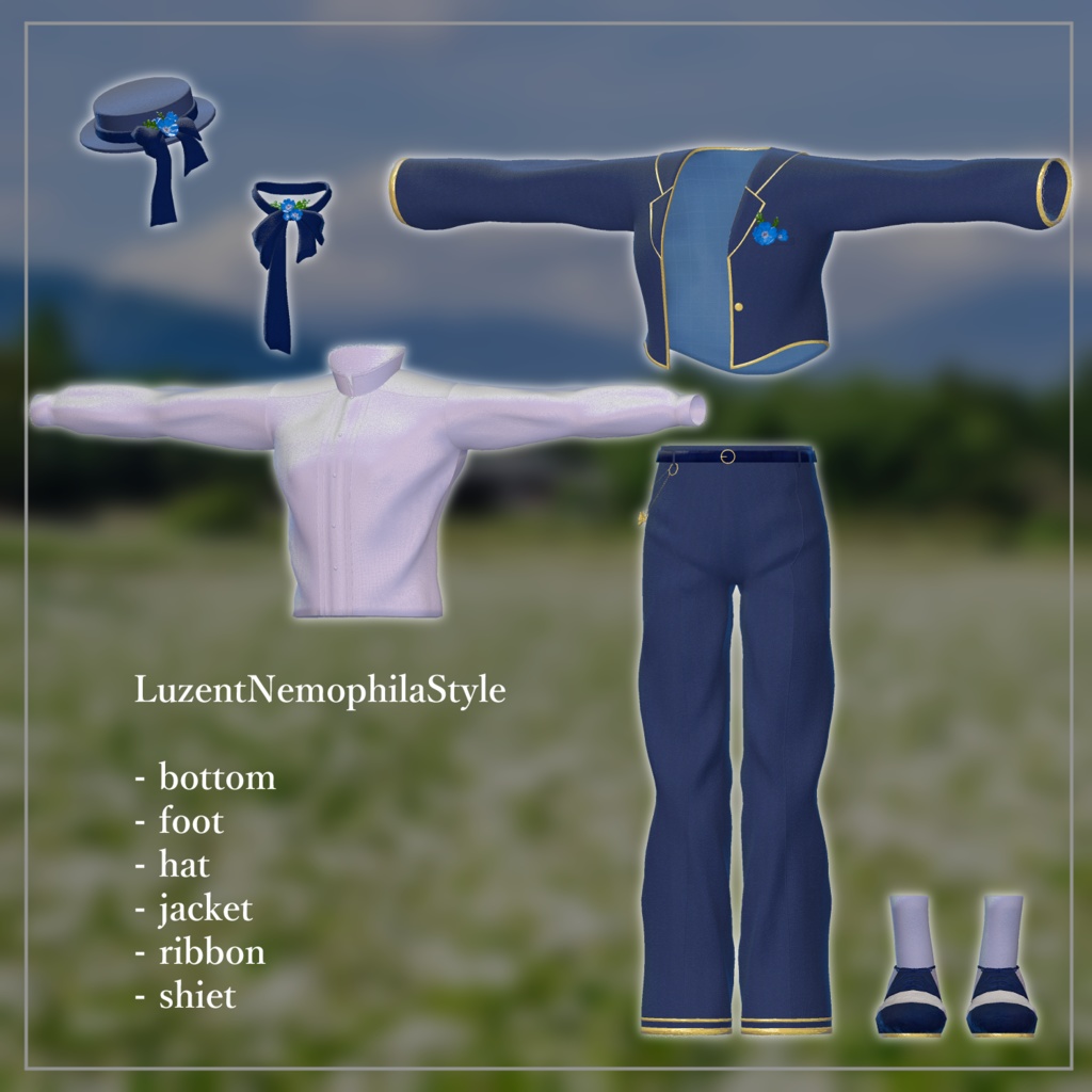 男性アバター向け衣装『Luzent Nemophila Style』 - By 専業魔王ヴォッドリース / CP39