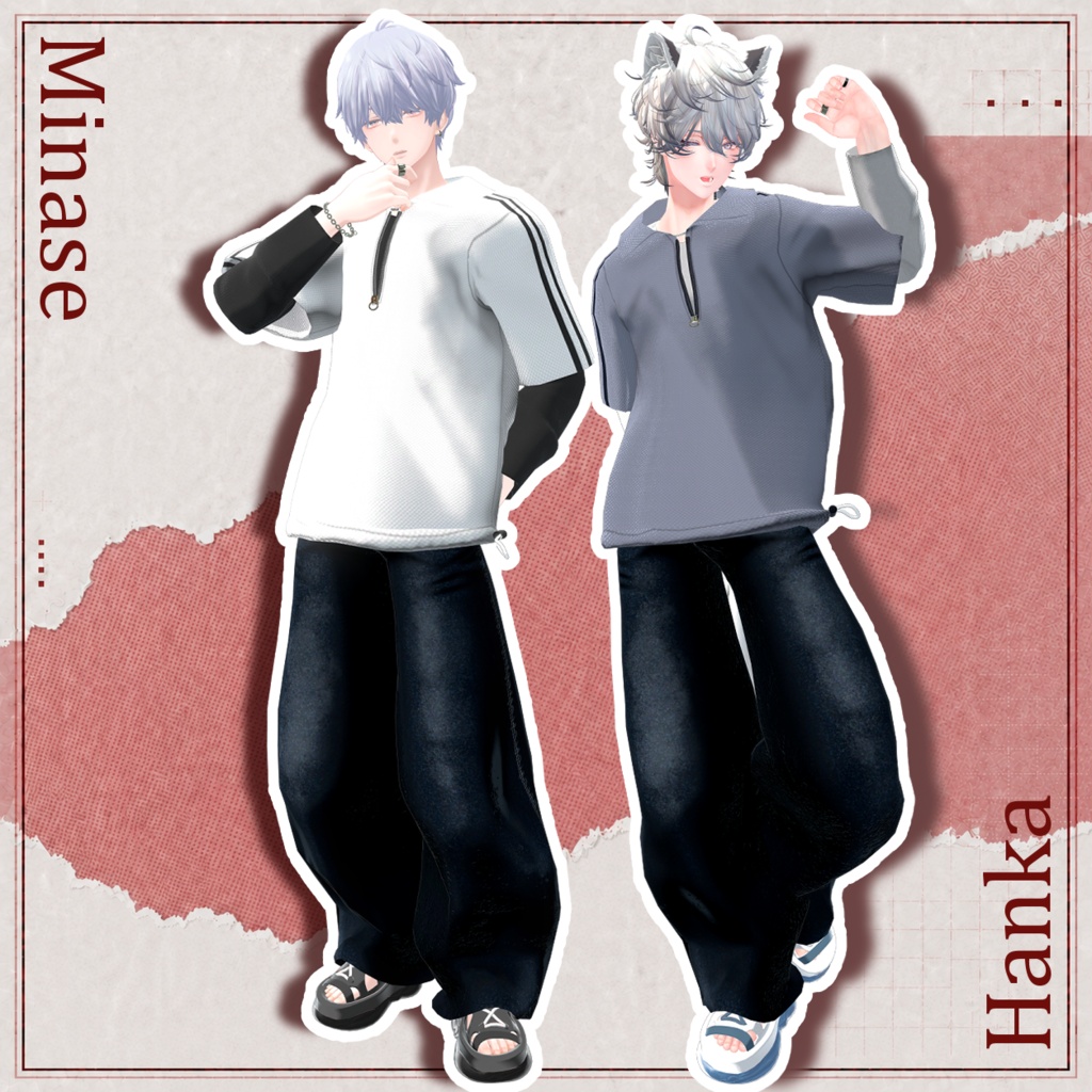 【✨期間限定セール中✨】男性アバター向け衣装『2WAYハーフジップ』 - By やきねぎ / CP52