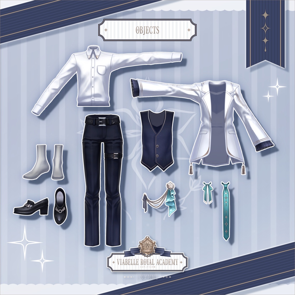 【5アバター対応】男性アバター向け衣装 王立ヴィアベル学園男子制服 - By 羅夢氷 / AC11