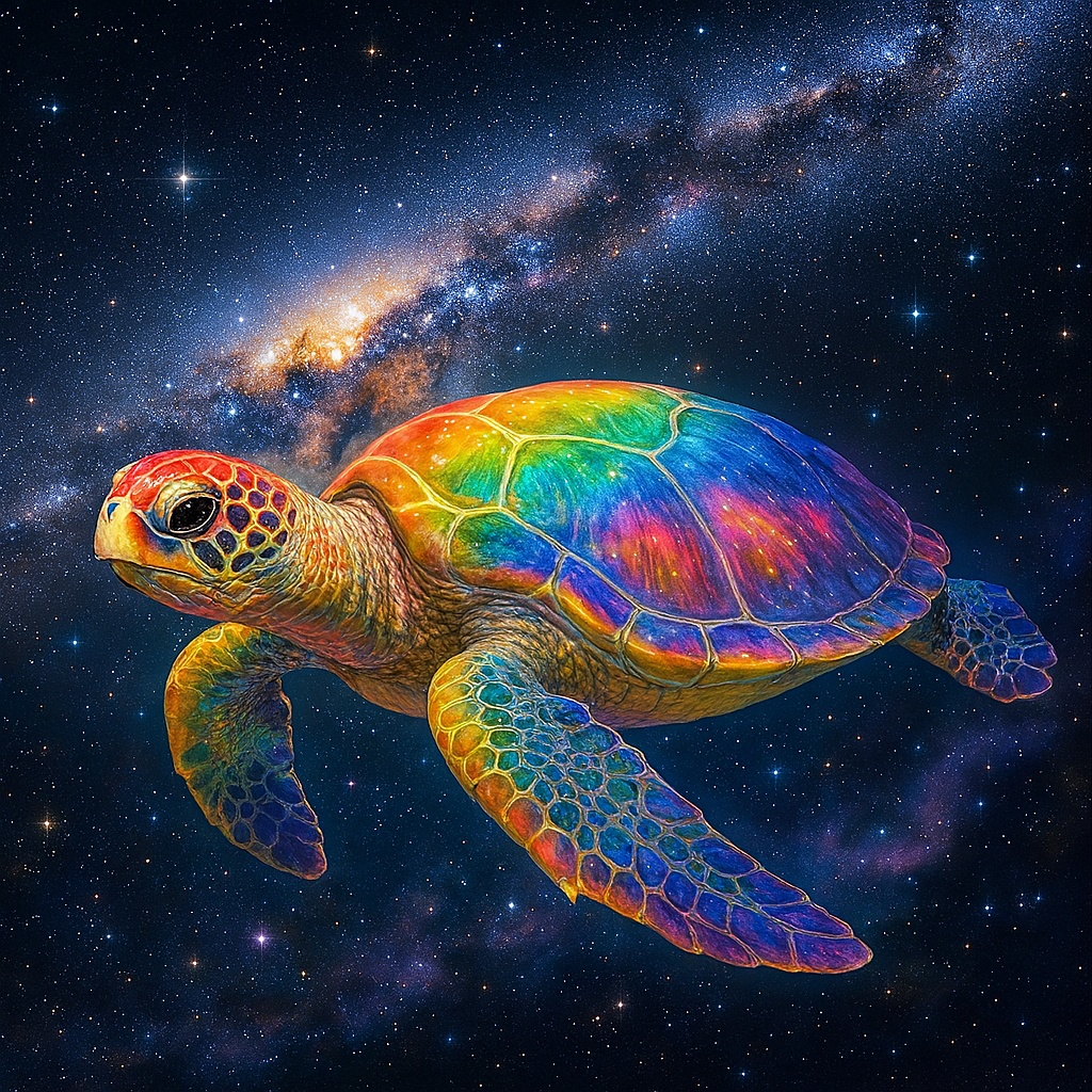 銀河にいる虹色なウミガメ