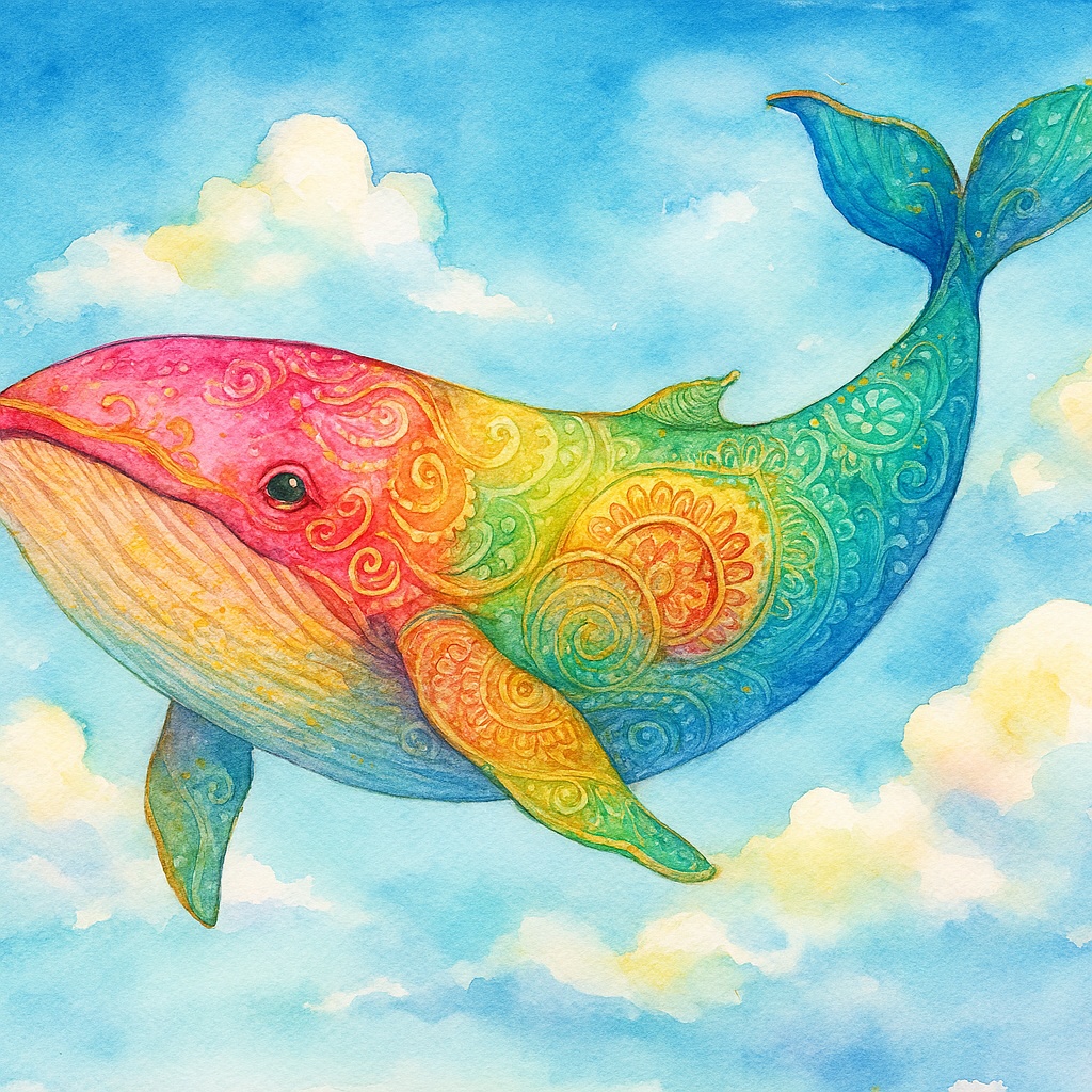 空を飛ぶ幸運なくじら