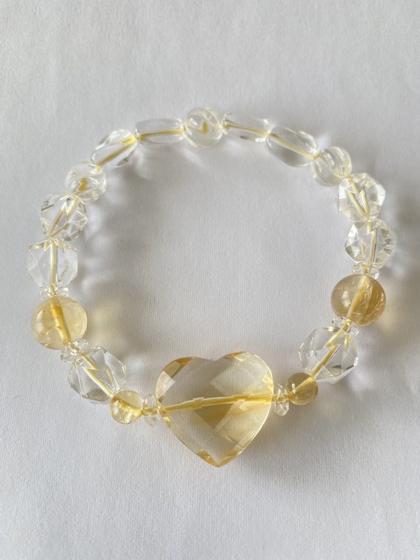 シトリン&水晶✨キラキラ太陽守護ブレスレット✨