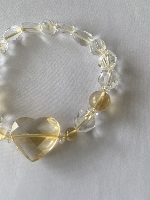 シトリン&水晶✨キラキラ太陽守護ブレスレット✨