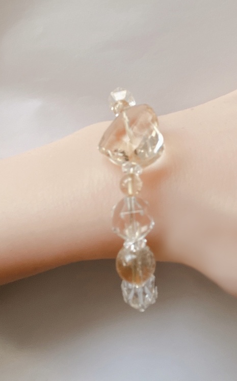 シトリン&水晶✨キラキラ太陽守護ブレスレット✨