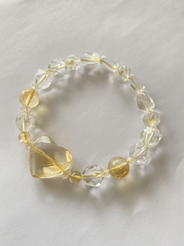 シトリン&水晶✨キラキラ太陽守護ブレスレット✨