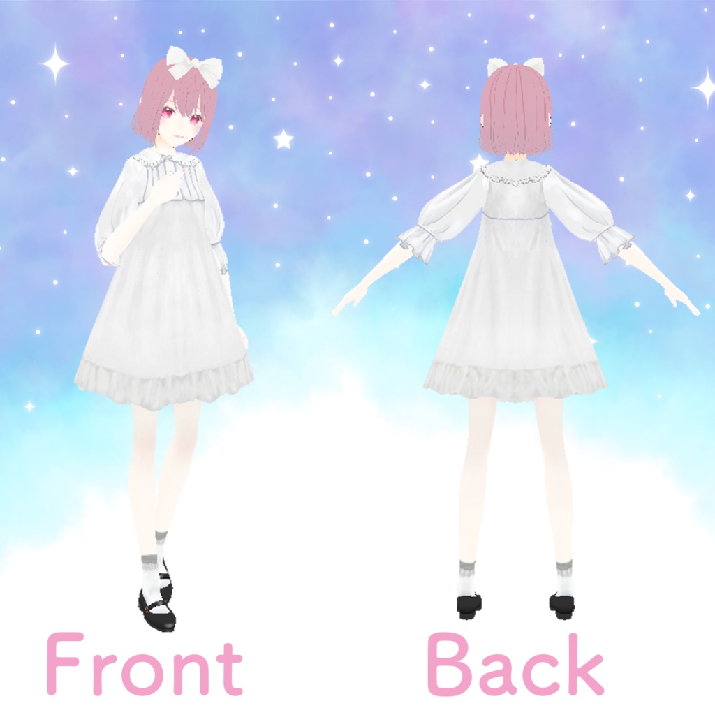2025年で配布終了【無料】白フリルワンピース【VRoid正式版】白