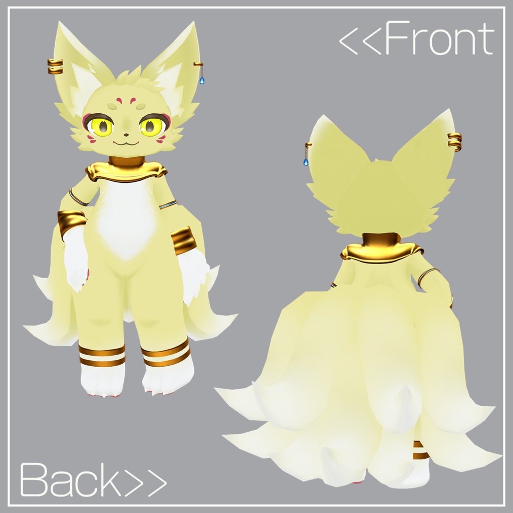 オリジナル3Dモデル 九尾の妖狐【SaSa】&【MeMe】v2.1