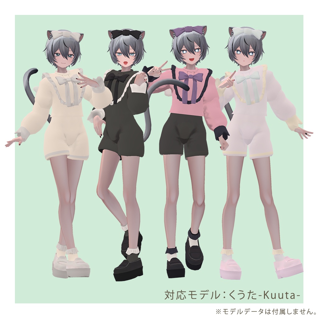 【12アバター対応】オリジナル3D衣装【Ribbon Dress】