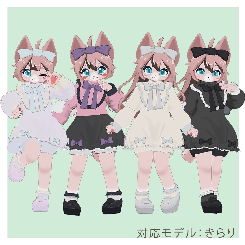 【12アバター対応】オリジナル3D衣装【Ribbon Dress】