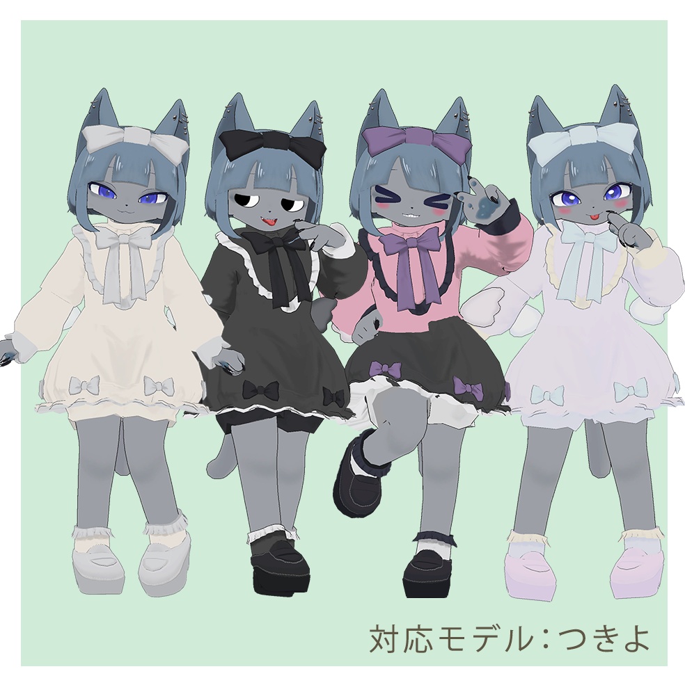 【12アバター対応】オリジナル3D衣装【Ribbon Dress】