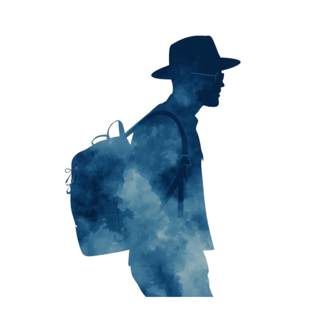 アンティーク×水彩ブルーの旅シリーズ クリップアートセット(全15点・PNG背景透過)