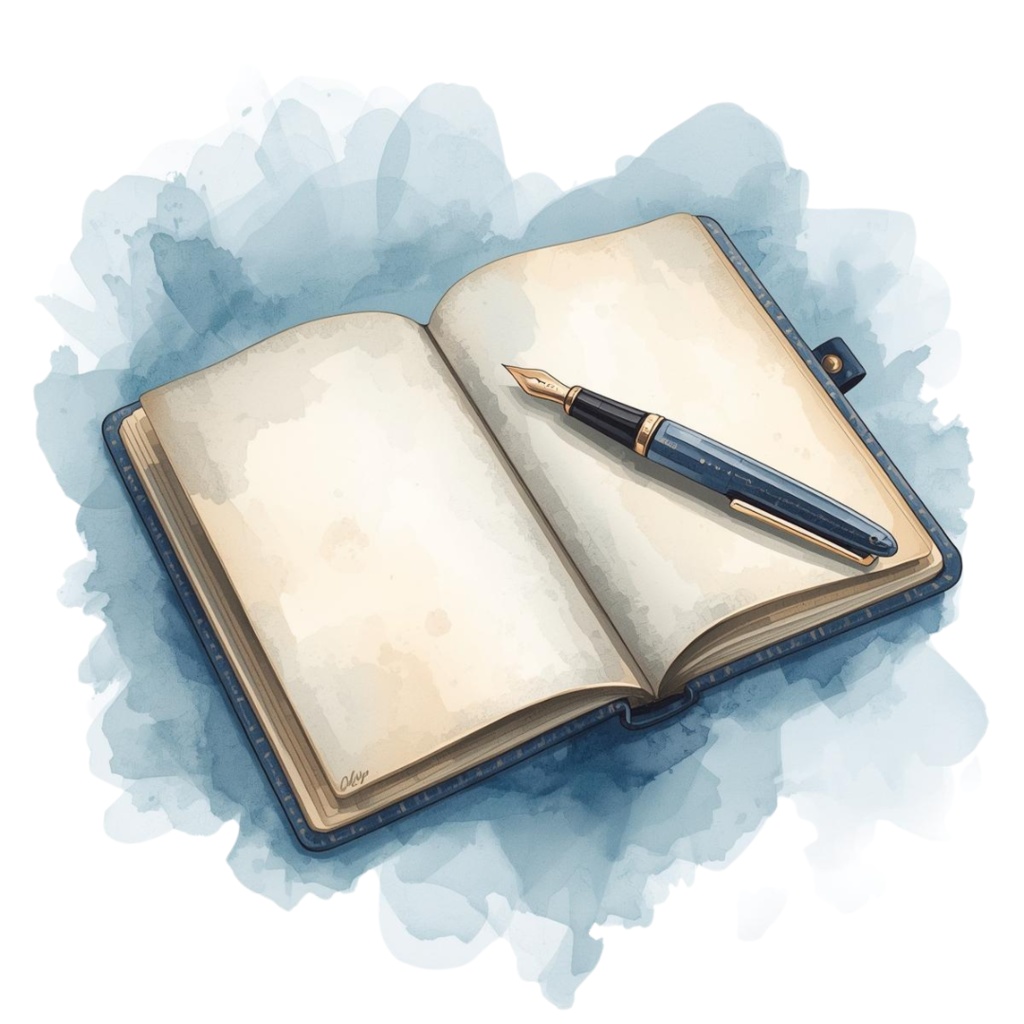 アンティーク×水彩ブルーの旅シリーズ クリップアートセット(全15点・PNG背景透過)