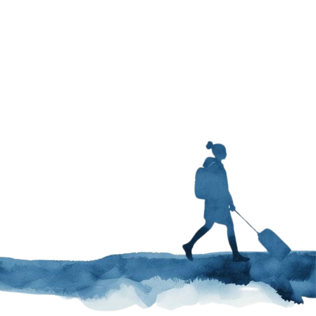 アンティーク×水彩ブルーの旅シリーズ クリップアートセット(全15点・PNG背景透過)