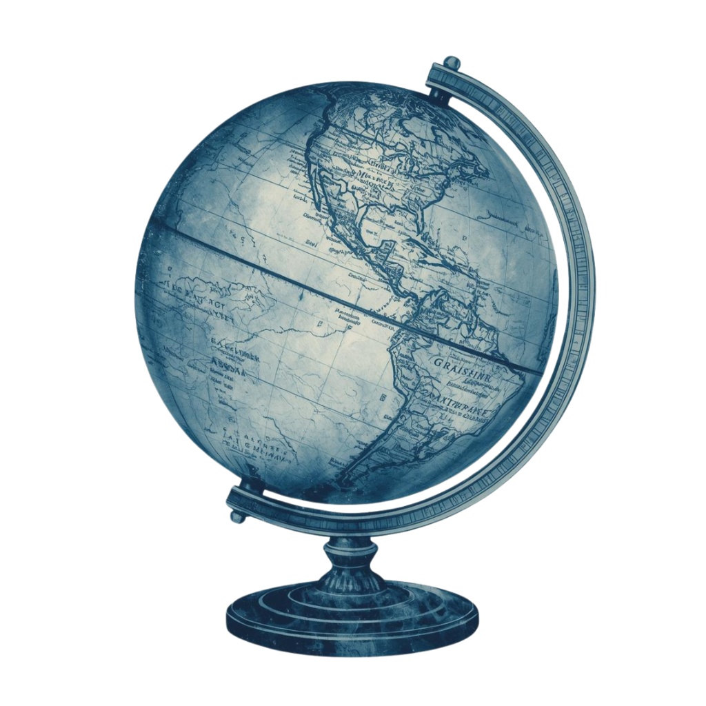 アンティーク×水彩ブルーの旅シリーズ クリップアートセット(全15点・PNG背景透過)