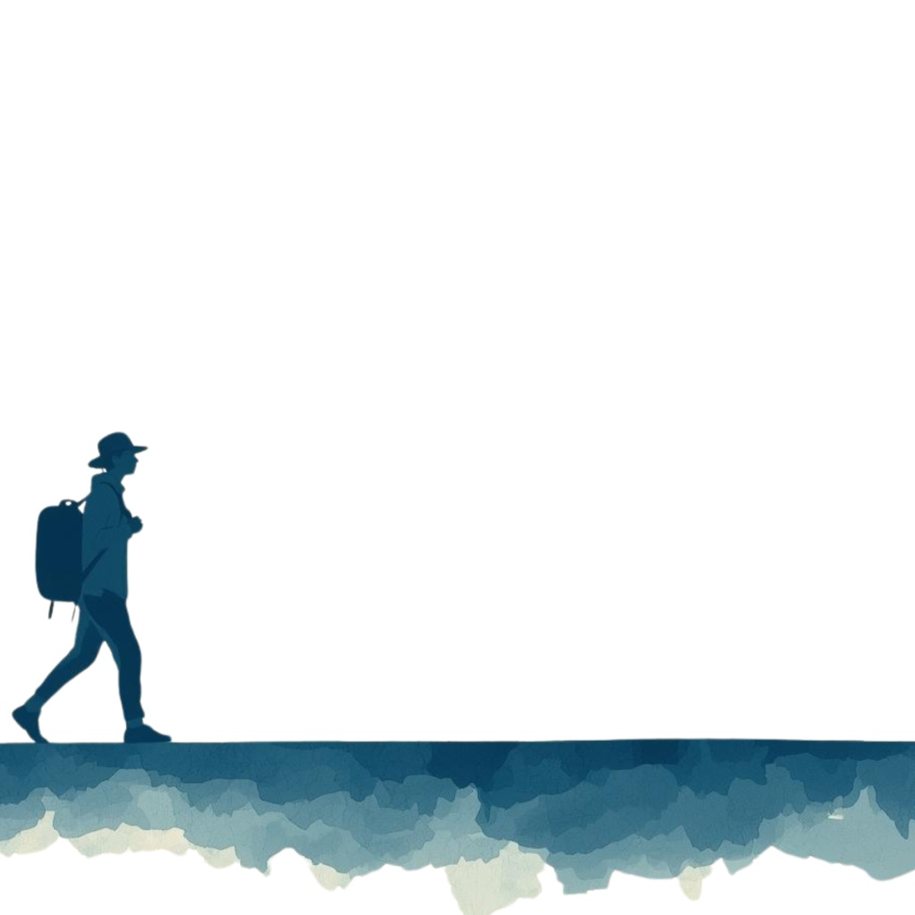 アンティーク×水彩ブルーの旅シリーズ クリップアートセット(全15点・PNG背景透過)