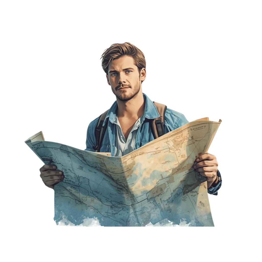 アンティーク×水彩ブルーの旅シリーズ クリップアートセット(全15点・PNG背景透過)