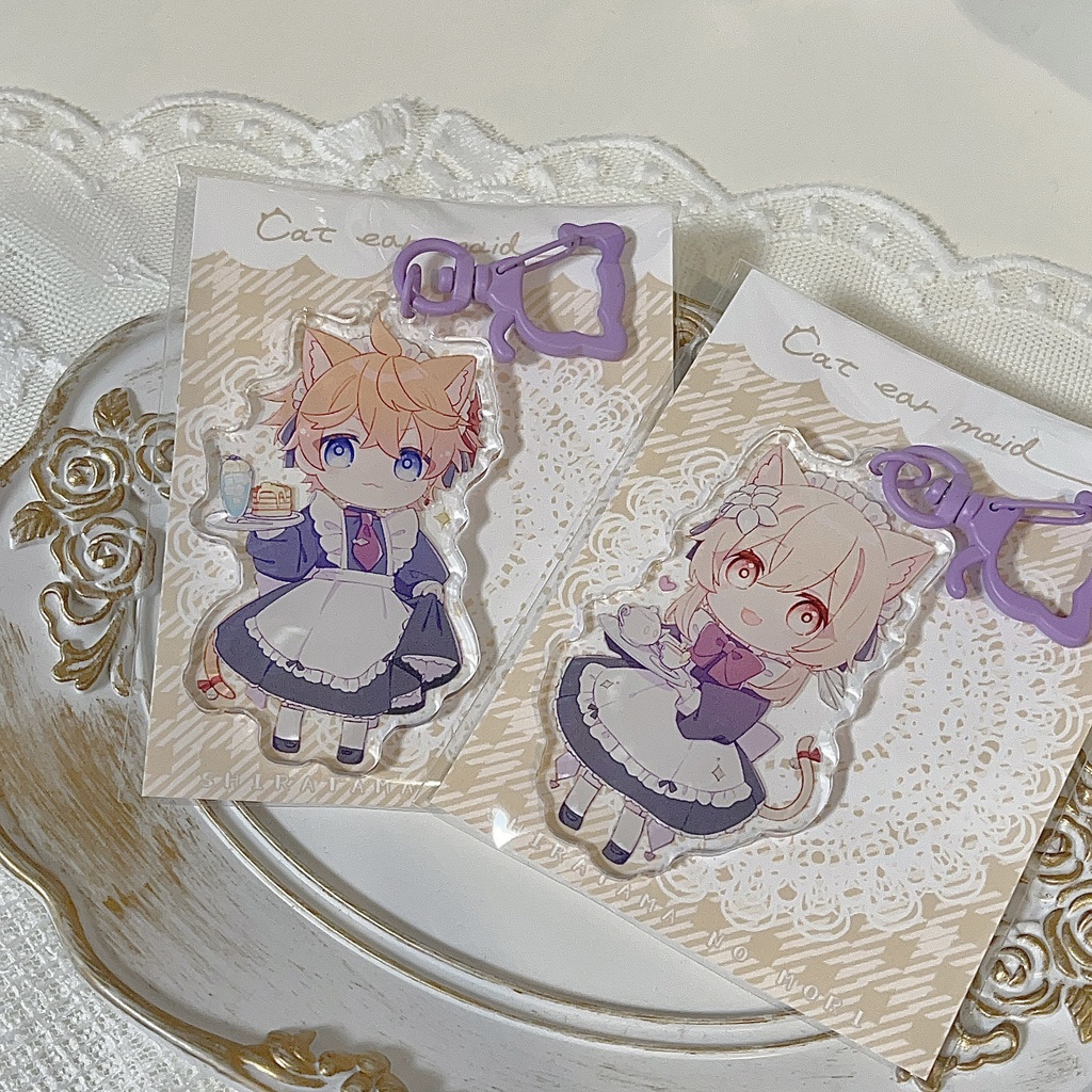 【再版分・仕様変更】ねこみみめいどのアクリルキーホルダー