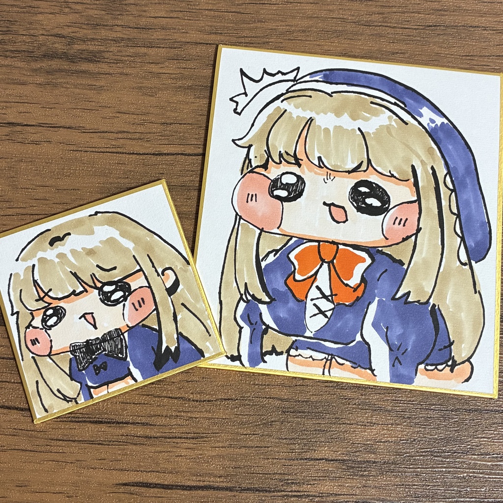 エルフィンが描いたスピキ 色紙2枚セット - まる焦げぽっぷこーんのお