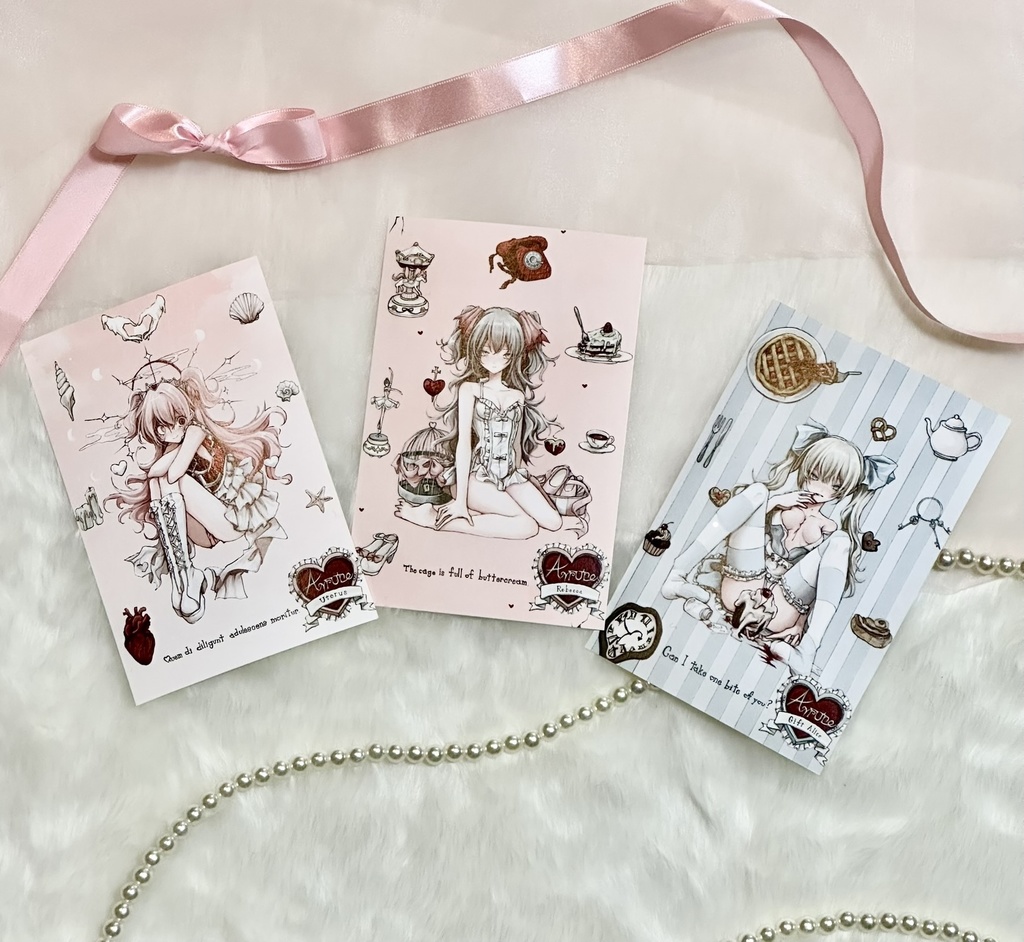 🐚🩰🍽ポストカード　3枚セット