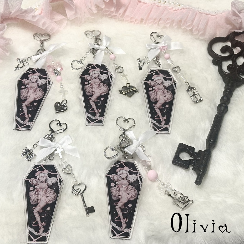 💀🗝️チャーム付きアクリルキーホルダー COFFIN - Rosie & Olivia