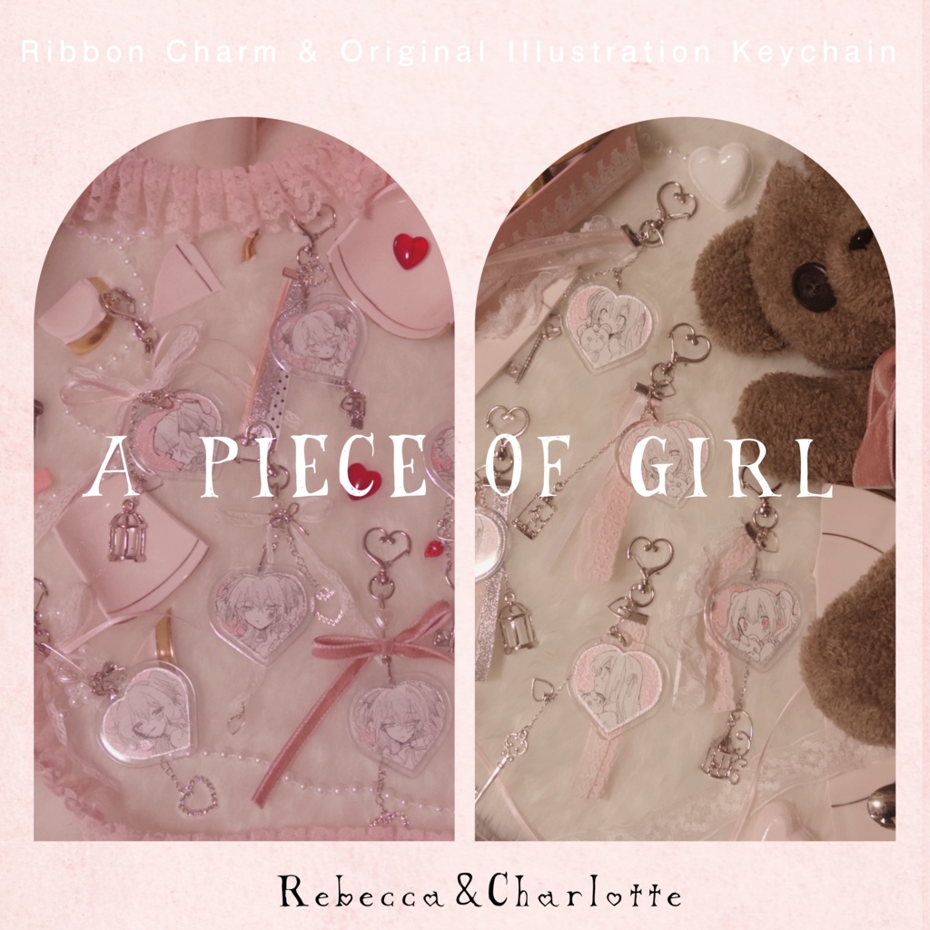 🩰🧸ミニ原画キーホルダー A piece of a girl - Rebecca &Charlotte