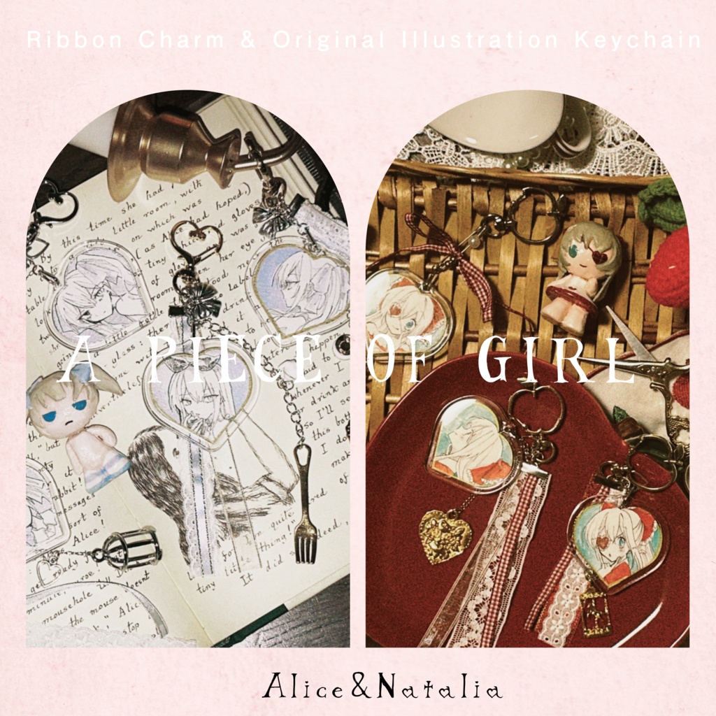 🍽️🎯ミニ原画キーホルダー A piece of a girl - Gift Alice&Natalia