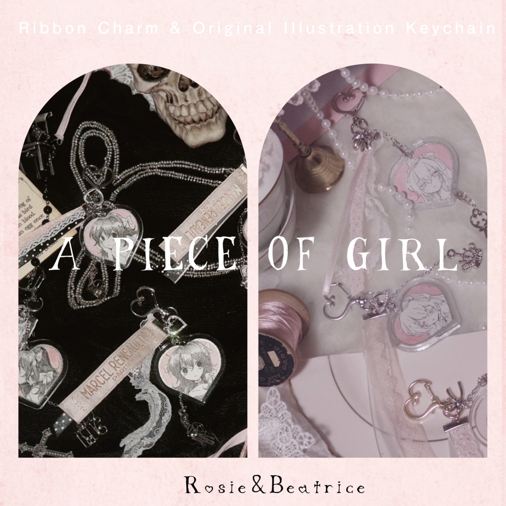💀🥄ミニ原画キーホルダー A piece of a girl - Rosie&Beatrice