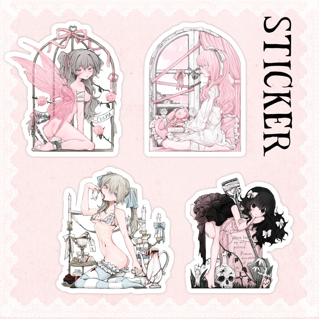 🩰🥄🍽️💀ステッカー四種