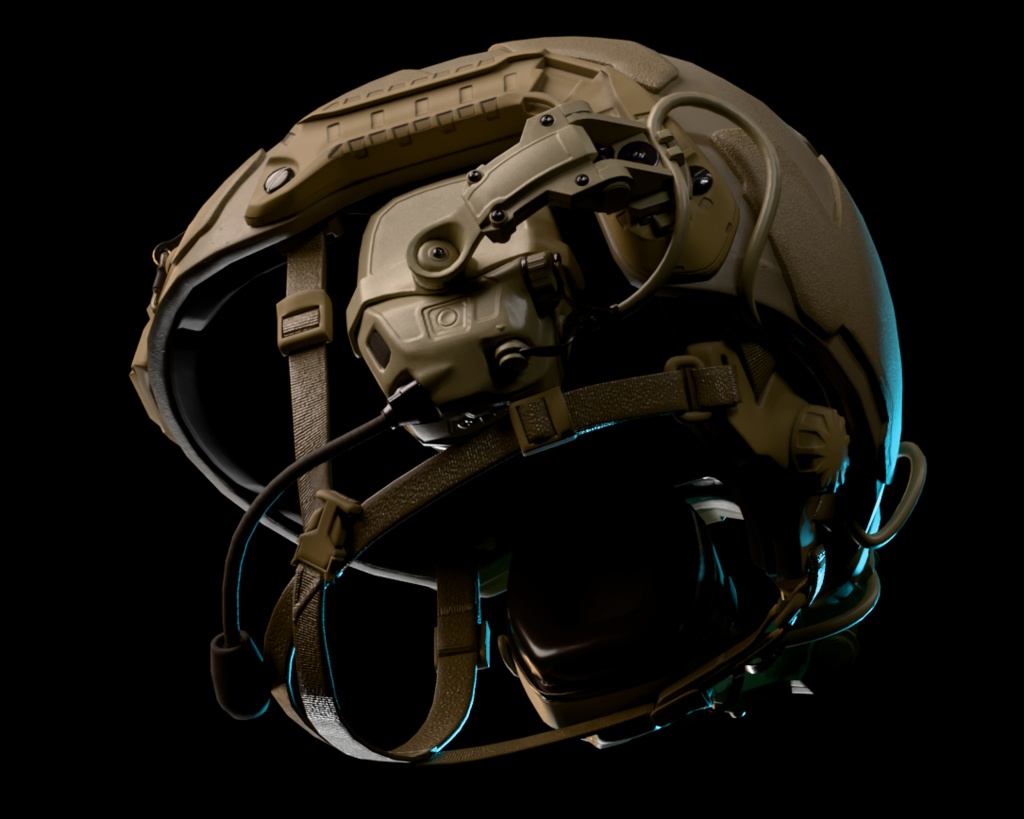 タクティカルヘルメット FAST SF タイプ + ヘッドセット AMP タイプ【VRC想定3Dモデル】