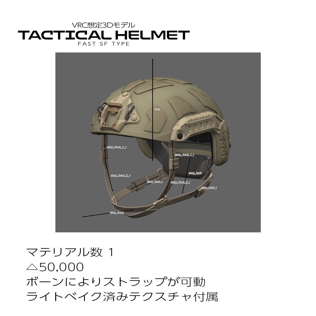 タクティカルヘルメット FAST SF タイプ【VRC想定3Dモデル】