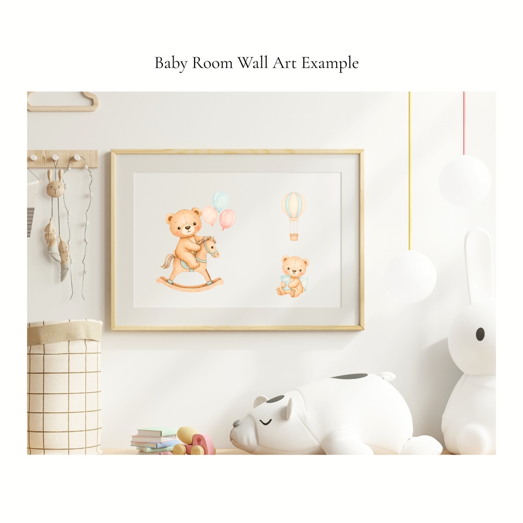 ベビーベア クリップアートセット|水彩くま|ナチュラルナーサリー|PNG15点