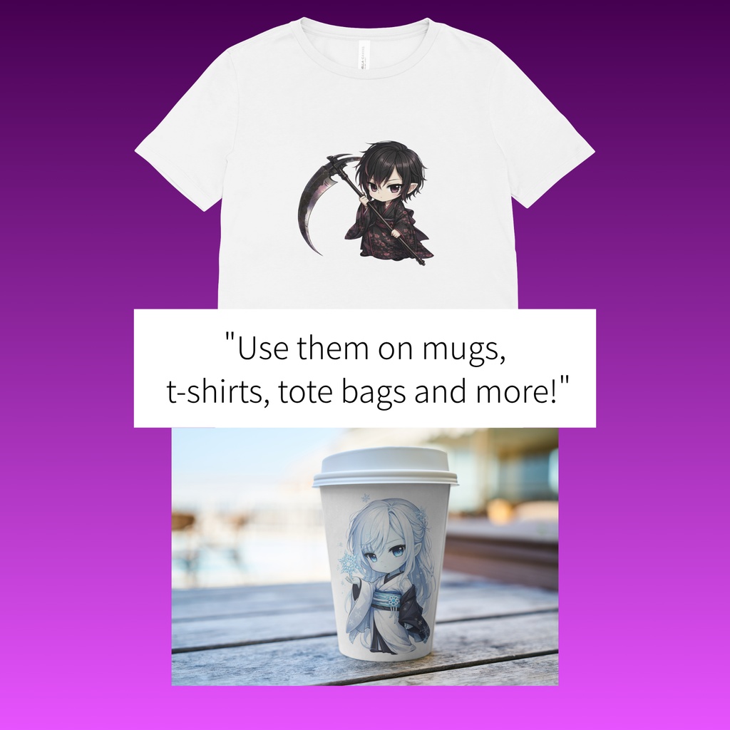 【背景透過PNG】和風ダークゴシック・妖怪ちびキャラ 15点セット(商用利用OK・デジタル素材)