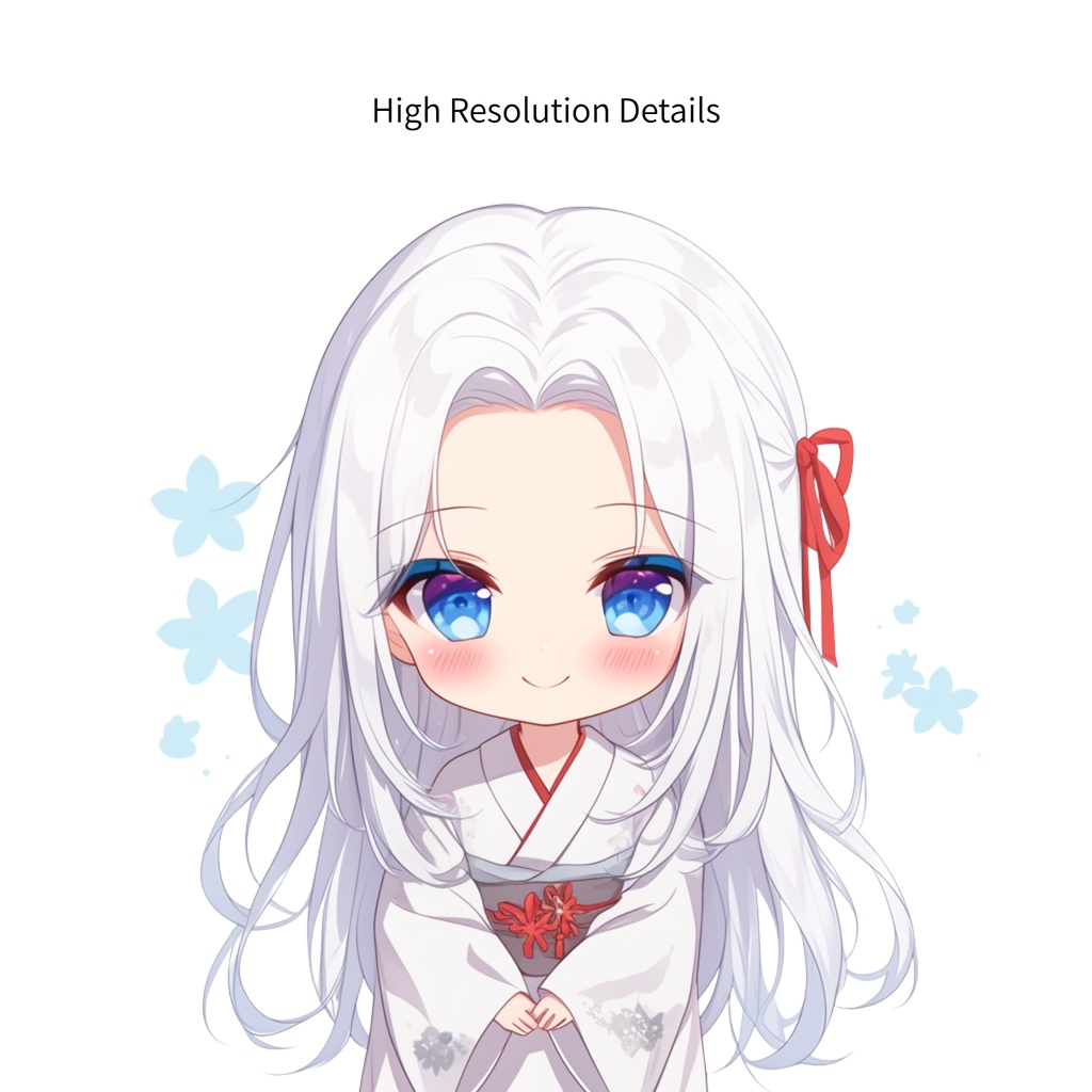 【背景透過PNG】神秘的な雪女・氷の精霊ちびイラスト 8点セット(商用利用OK・デジタル素材)