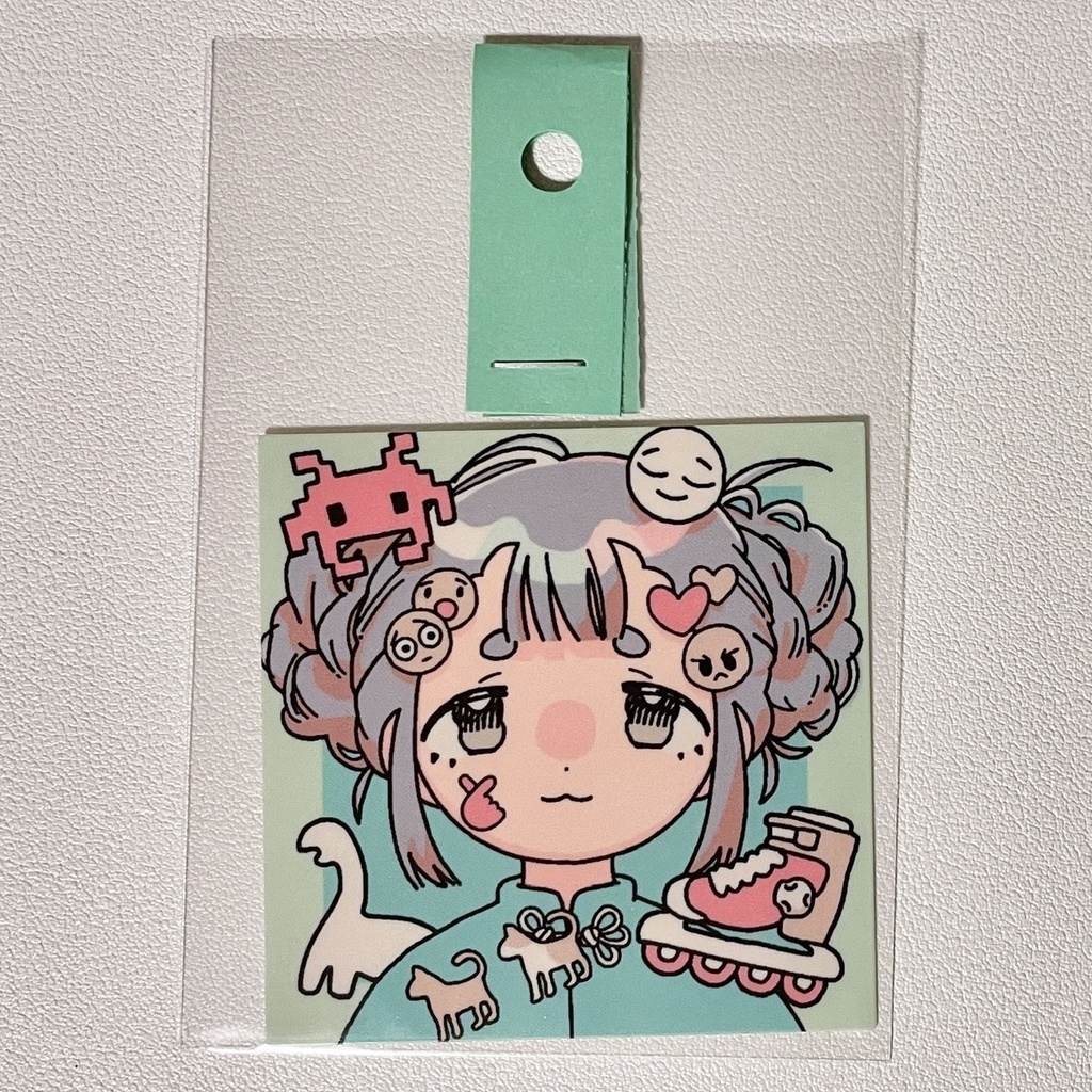 おかおのステッカー（緑）