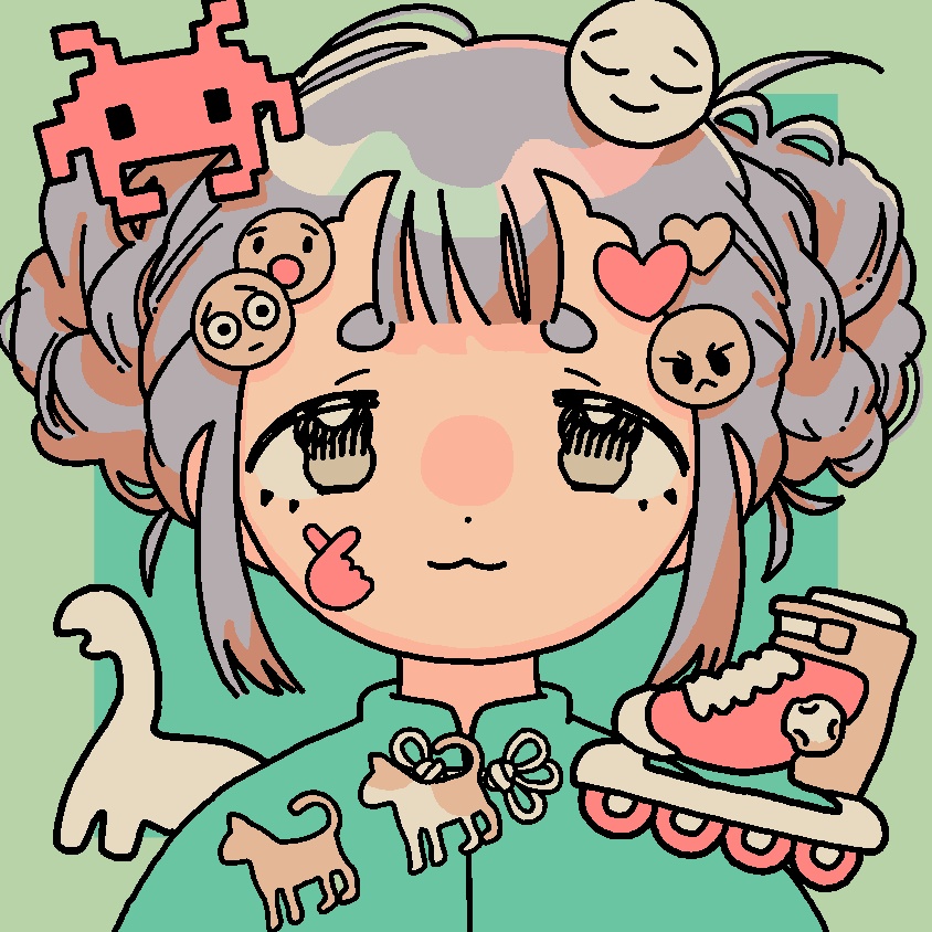 おかおのステッカー(緑)