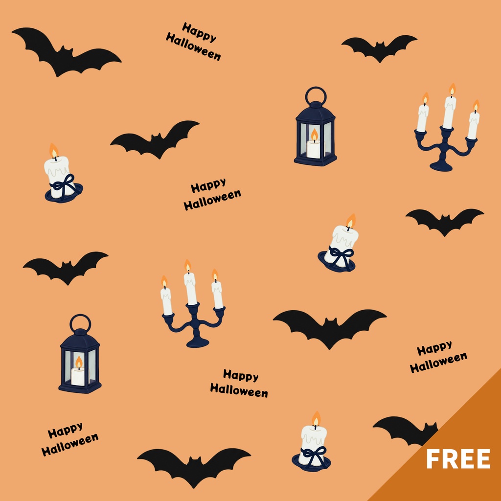 【無料】ハロウィン｜コウモリ・キャンドル