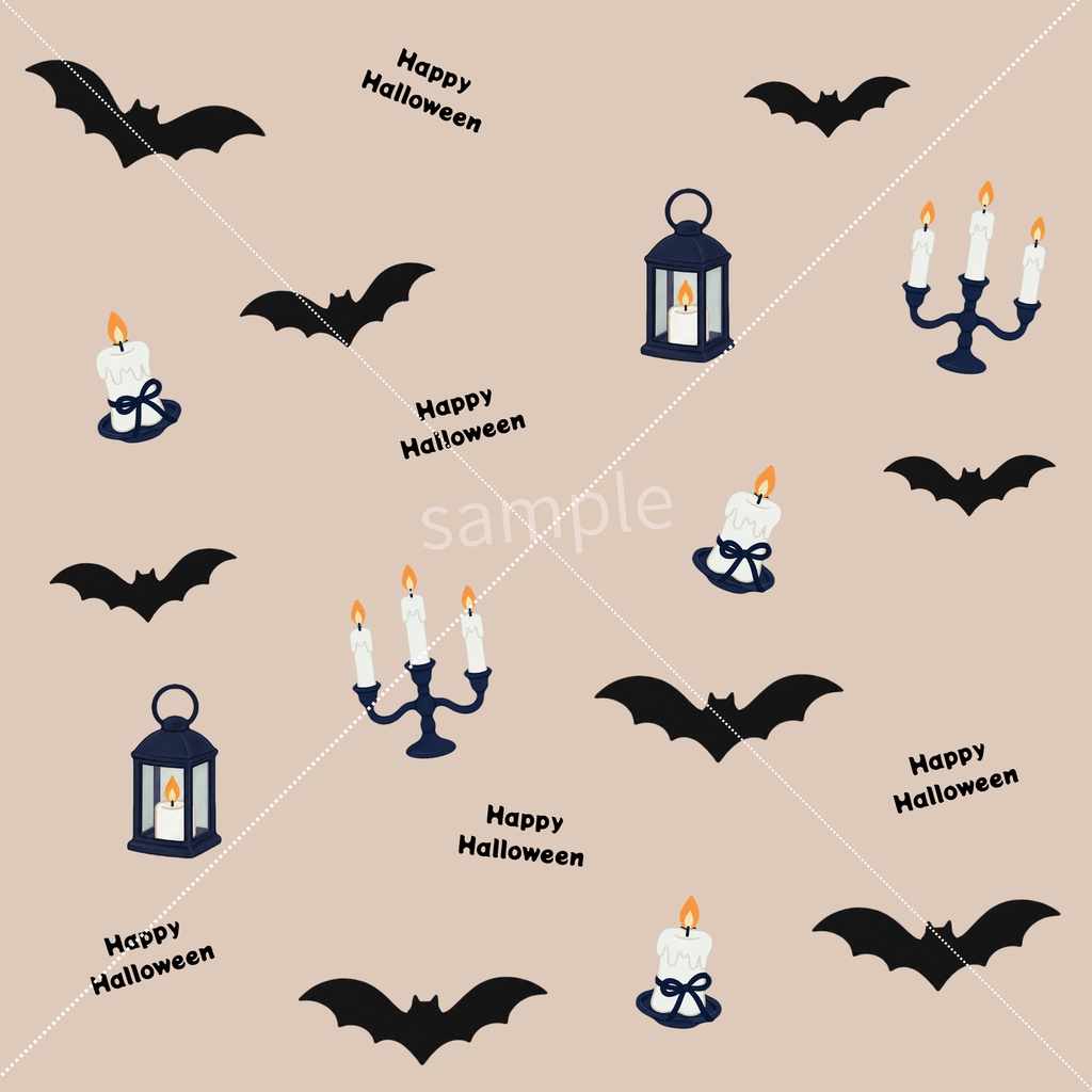 【4色セット】ハロウィン|くすみカラー|コウモリ・キャンドル