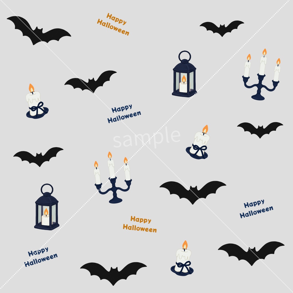 【4色セット】ハロウィン|くすみカラー|コウモリ・キャンドル
