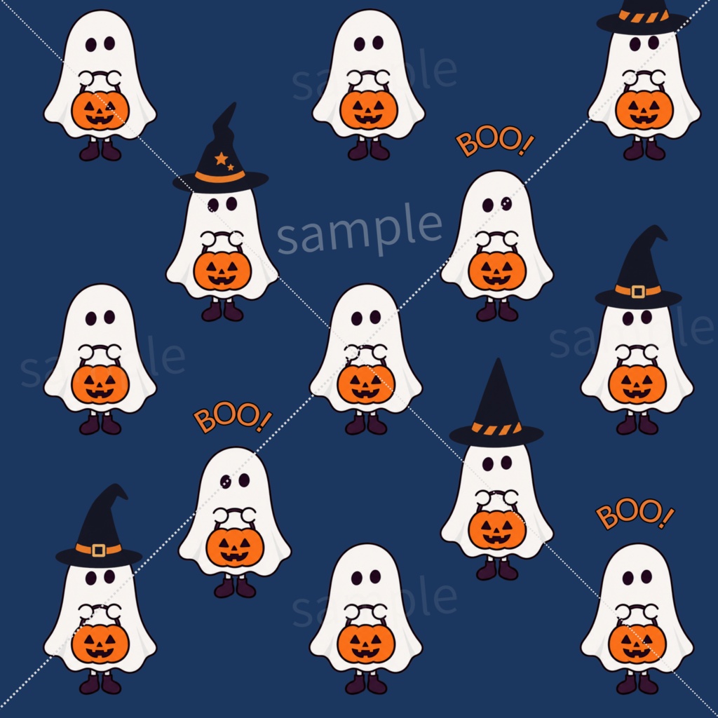 【ハロウィン】かわいいおばけ柄｜素材・デジタルペーパー