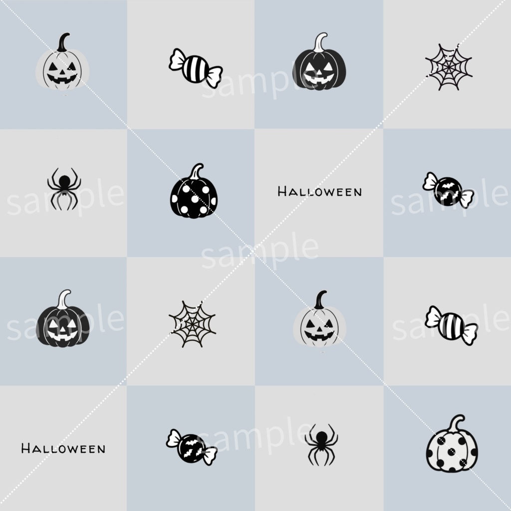 【ハロウィン】キャンディ・かぼちゃ柄｜素材・デジタルペーパー