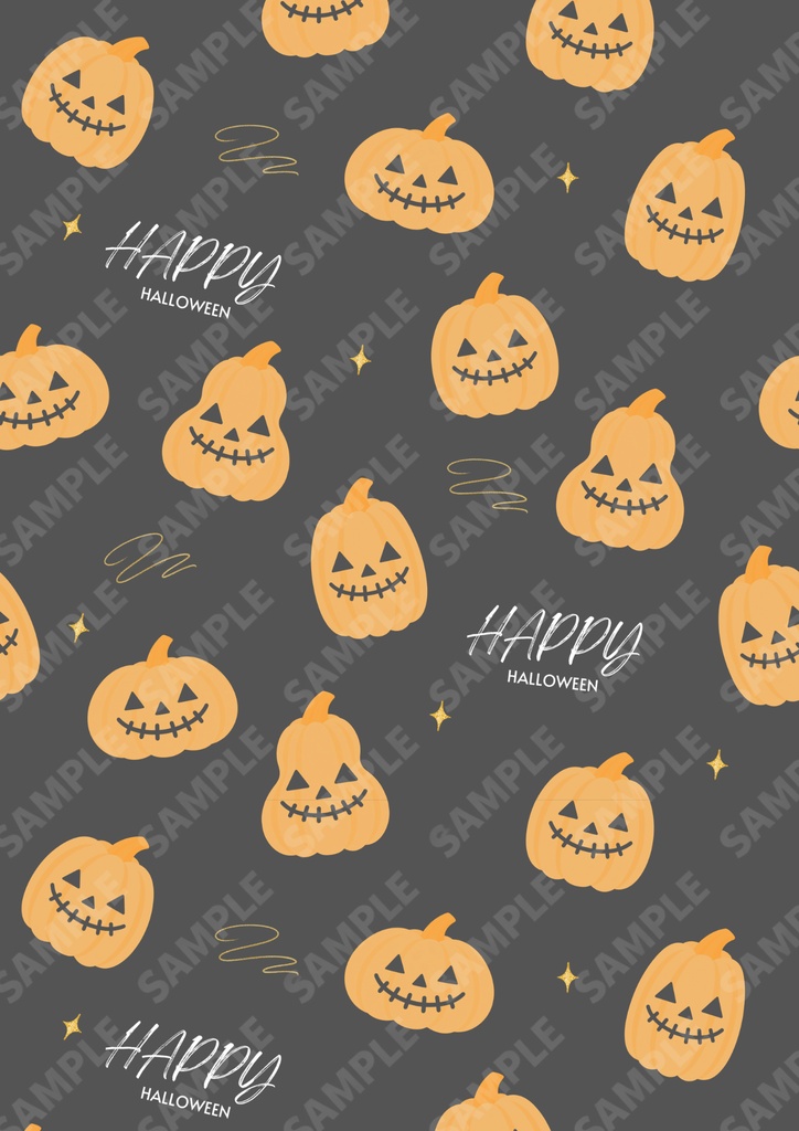 ハロウィン かぼちゃ柄|シームレスパターン・A4印刷対応|背景素材|デジタルペーパー