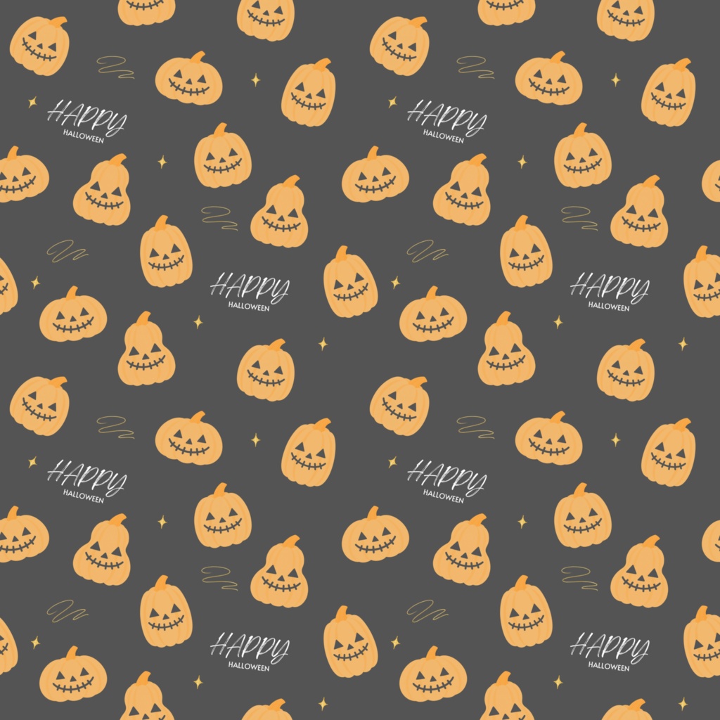 【9/30まで無料】ハロウィン配信背景・サムネ素材|シームレスパターン・デジタルペーパー(パンプキン)