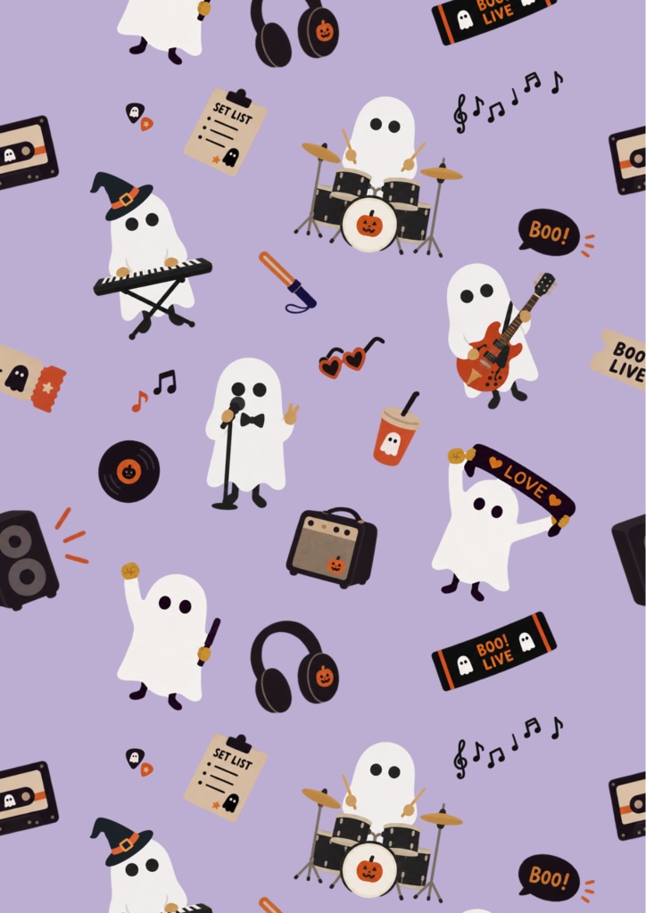 【無料配布】Halloween Ghost Band|ハロウィン シームレスデジタルペーパー+レター