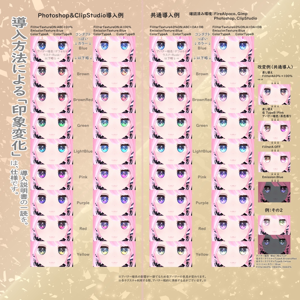 コンタクトっぽい アイテクスチャ【複数アバター対応】