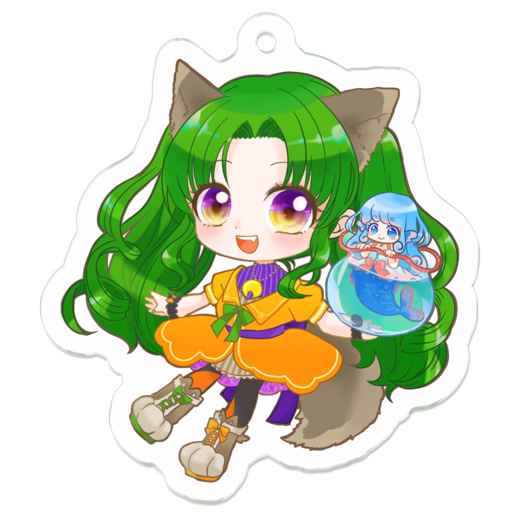 狼と金魚アクリルキーホルダー(描き下ろし)