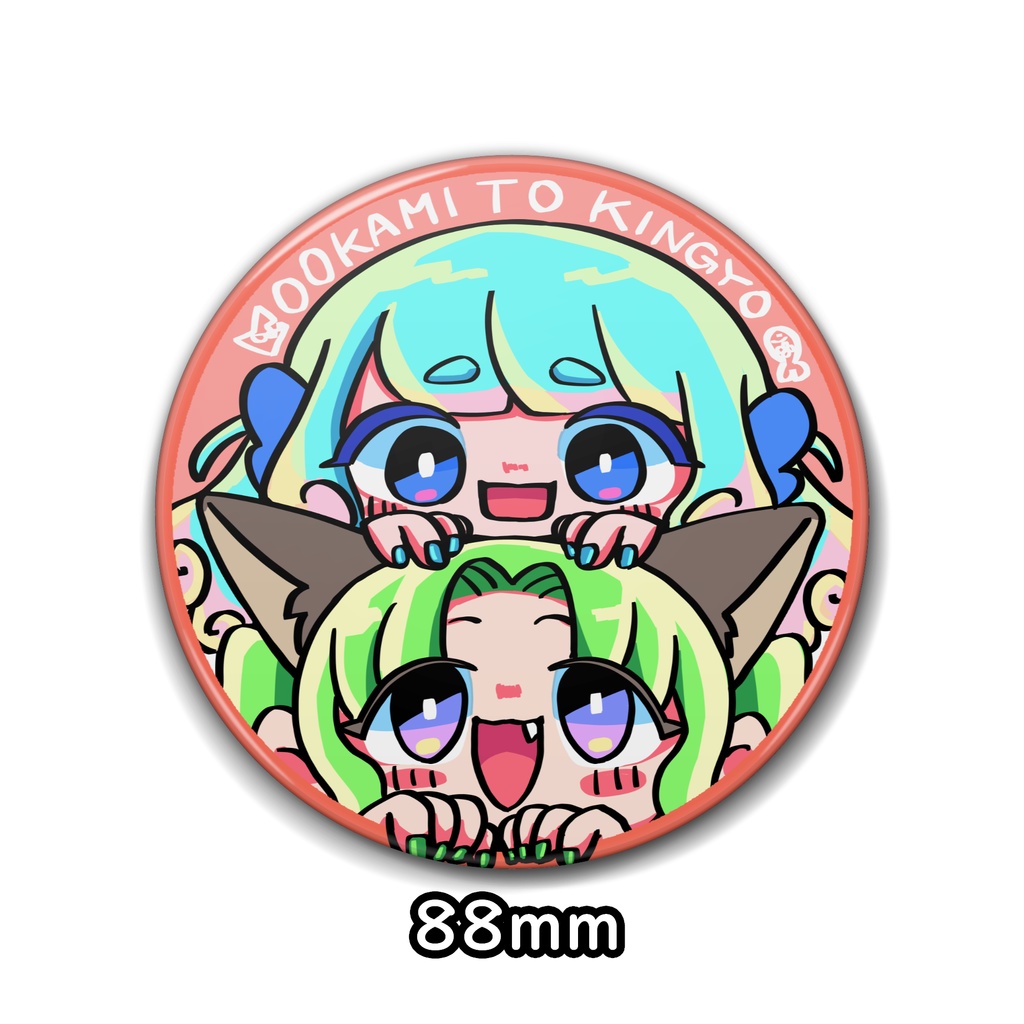 狼と金魚のトーテム缶バッジ