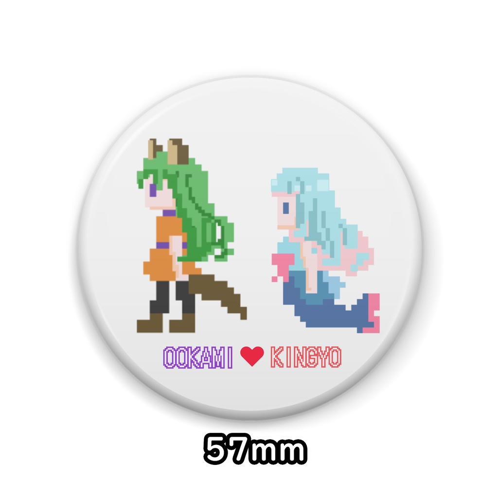 狼と金魚てくてくドット缶バッジ