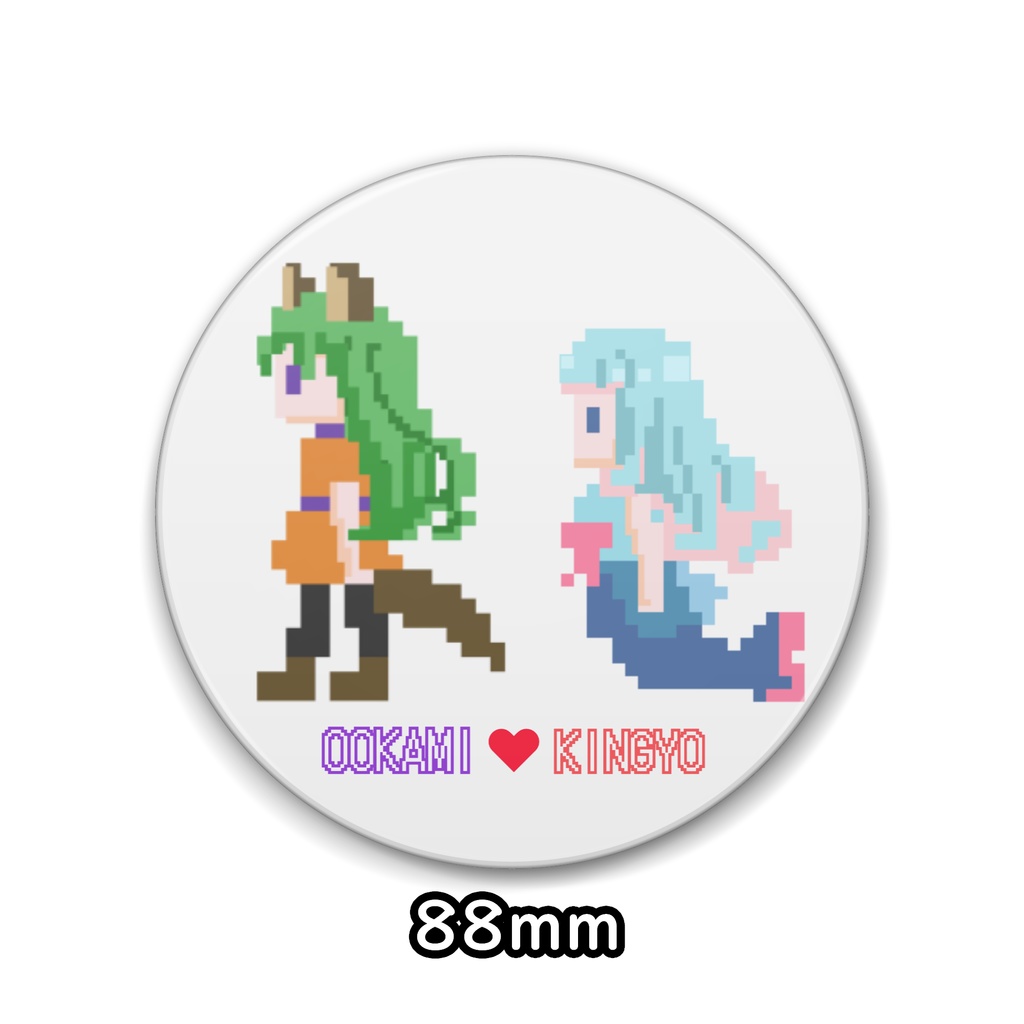 狼と金魚てくてくドット缶バッジ